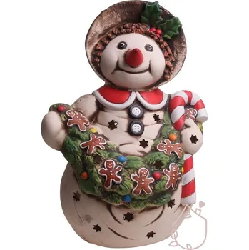 Vánoční svícen Sněhulák keramický vysoký 52 cm