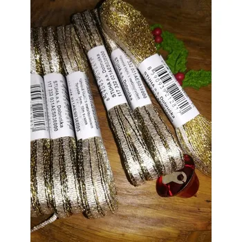 Stuha Stuha vánoční 3 mm krémová se zlatou 10 metrů