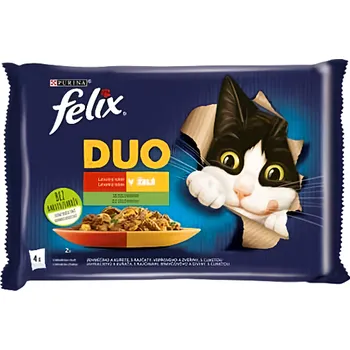 Krmivo pro kočku Purina Felix Fantastic Duo Kapsy pro kočky jehněčí/kuřecí 4x85g 340g