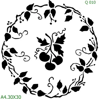 Plastová šablona pro malování - Srdce a věnečky - Rostlinný věnec (Q010) - A4 , Nelepící folie