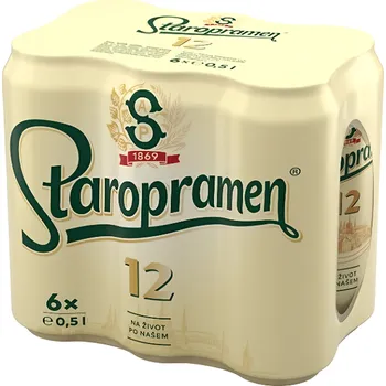 Pivo Staropramen 12, světlý ležák, plech multipack 6 x 0,5l 3l