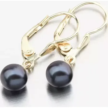 Šperk Dámské náušnice žluté zlato 585 perly s černá 52GZ-3016-ZL-KL-Black