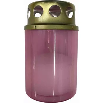 Svíčka Hřbitovní svíčka s víčkem růžová 15 hod (výška 85 mm, šířka 50 mm)