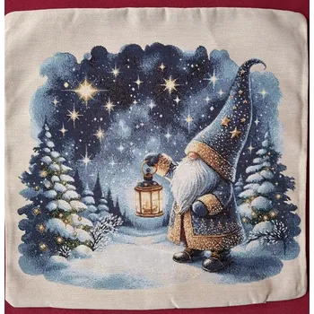 Povlak na dekorativní polštářek GOBELÍNOVÝ POVLAK - VÁNOČNÍ * Skřítek v noci
