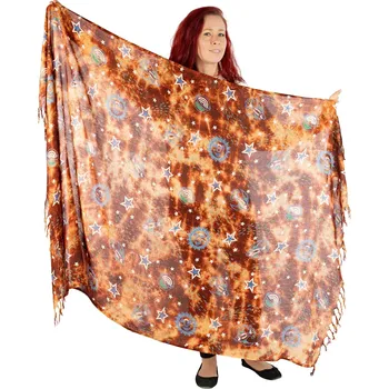 Šála Sarong / pareo / plážový šátek Cosmic Tide - Brown, Sittar.cz