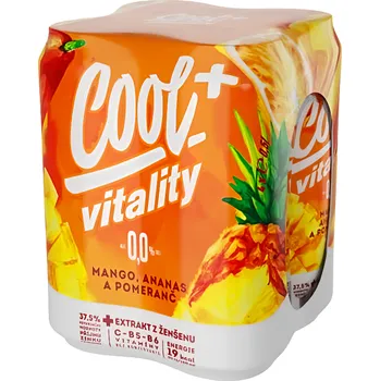Pivo Cool + Vitality 0,0 Mango, Ananas a Pomeranč, plech multipack 4x0,5l 2l