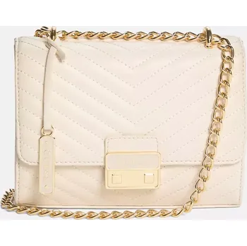 GUESS dámská kabelka,crossbody s řetízekm Elise mléčná prošívaná