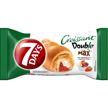 Trvanlivě pečivo 7 Days Double Croissant s náplní s vanilkovou příchutí a jahodovou náplní 80g