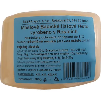 Hnětač těsta Šetra Listové těsto máslové 300g