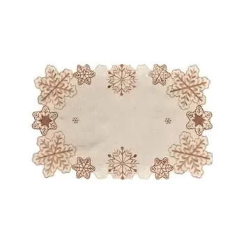 ubrus Vánoční ubrus Vločky béžové 35x35 cm