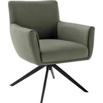 Jídelní židle Kožená otočná židle WILSON XL, olivová s černou podnoží