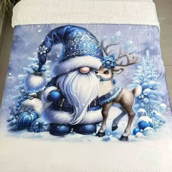 NOVINKA 2025 ! MIKROFLANELOVÁ DEKA S BERÁNKEM 150x200cm - VÁNOCE - MERRY CHRISTMAS - SKŘÍTEK MODRÝ