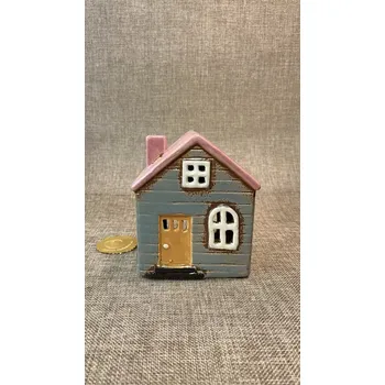 Svícen Keramický domeček s růžovou střechou (Keramický domeček s růžovou střechou)