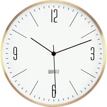 Hodiny Nástěnné hodiny 30 cm, zlatý kov