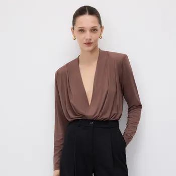 Dámské tričko Reserved - Oversize body - hnědá - ZY000-88X - ZY000-88X-M