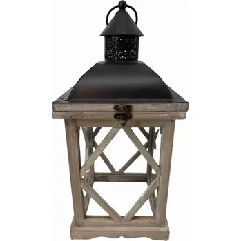 Lucerna Dřevěná lucerna 40 cm x 18,5 cm