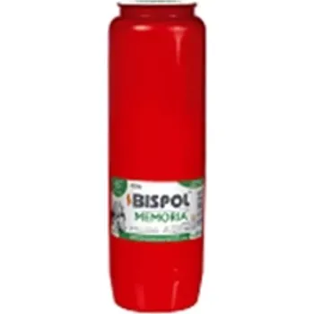 Svíčka Hřbitovní svíčka náplň červená olejová Memoria 192 hod (výška 215 mm, šířka 67 mm)