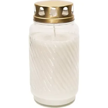 Lucerna Hřbitovní lucerna skleněná bílá 100 hod (výška 170 mm, šířka 85 mm)