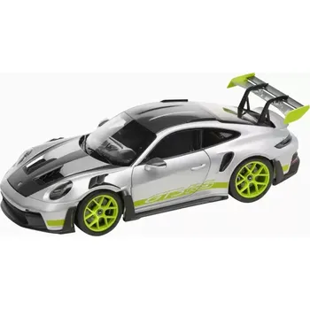 autíčko PORSCHE 911 GT3 RS (992) Model 1:18 otvírací dveře a kapota stříbrná metalíza (Exkluzivní sběratelský model vozu Porsche 911 GT3 vyrobený metodou tlakového lití.)