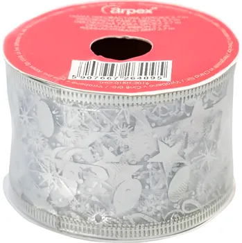 Vánoční dekorace Arpex Dekorační páska na cívce široká stříbrná 270cm