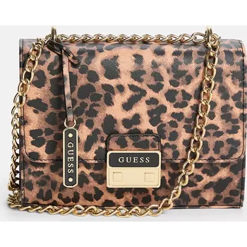 GUESS dámská kabelka,crossbody s řetízekm Elise leopardí