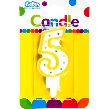 Svíčka Godan Svíčka číslice "5" barevná 7,5cm