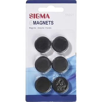 Dekorativní magnet Sigma Magnet 24 mm černý 6 ks