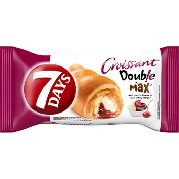 Trvanlivě pečivo 7 Days Croissant Double s náplněmi s vanilkovou příchutí a s višněmi 80g