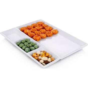 Talíř Porcelánový dělený talíř bílý 26,5 × 20 cm