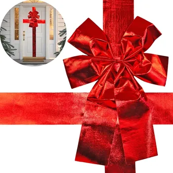 Vánoční dekorace KOKARDA NA DVEŘE 33x42CM STUHA ČERVENÁ