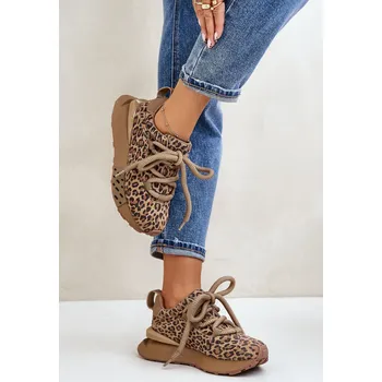 Dámské tenisky Dámské Semišové Sneakersy Na Platformě S Hrubým Šněrováním Artiker 54C1466 Barva: Béžová, Velikost: 36