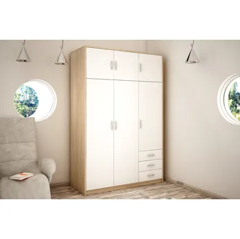 Nábytek CASARREDO Skříň VILMA 6D3S, dub sonoma/bílá