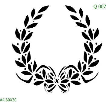 Plastová šablona pro malování - Srdce a věnečky - Vavřínový věnec (Q007) - 30 x 30 cm , Nelepící folie