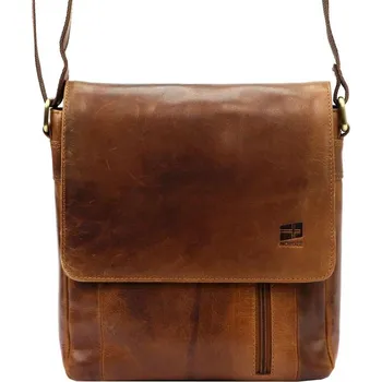 Kabelka Pánská taška Nordee MSD-03 GM11 Přírodní kůže hnědá crossbody se zlatým kováním