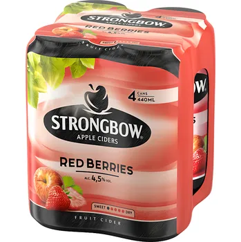 Cider Strongbow Apple Ciders Redberries 4,5%, 4x440ml plech 1.76l