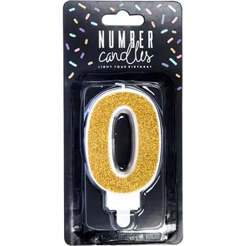 Svíčka PartyDeco Svíčka číslice "0" zlatá 7cm