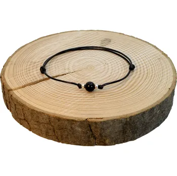 Náramek WUX Provázkový náramek černý obsidián VELIKOST NÁRAMKU: Pánská....18cm, BARVA PROVÁZKU: Černá, PRŮMĚR PROVÁZKU: Ø 1mm