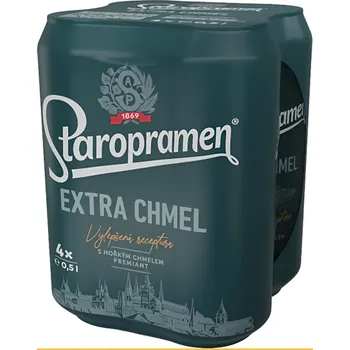 Pivo Staropramen Extra Chmel, plech multipack 4x0,5l 2l