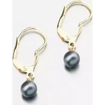 Náušnice Dámské náušnice žluté zlato 585 perly s černá 52GZ-3015-ZL-KL-Black