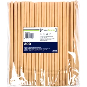 Jednorázové nádobí PrimeSource Brčko papírové Kraft 6/200mm 200ks