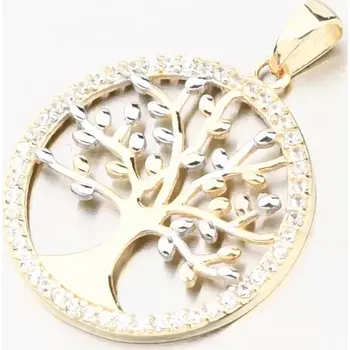 Přívěsek Dámský přívěsek žluté zlato 585 zirkon strom života 43-21990