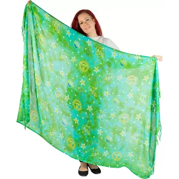Šála Sarong / pareo / plážový šátek Cosmic Tide - Green, Sittar.cz