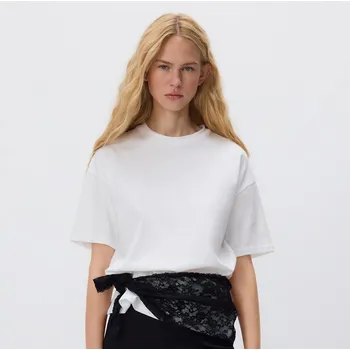 Dámské tričko Reserved - Tričko s krajkovým bandanem - krémová - 658IU-01X - 658IU-01X-S