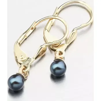 Šperk Dámské náušnice žluté zlato 585 perly s černá 52GZ-3014-ZL-KL-Black