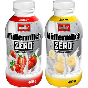 Mléko Müllermilch Zero mléčný nápoj jahoda/banán 400g
