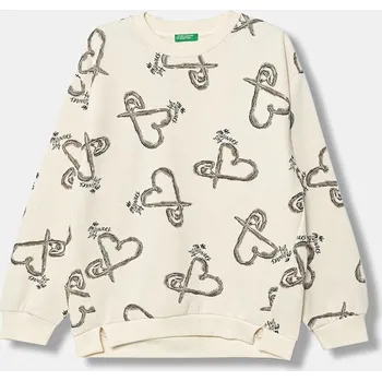 Chlapecká mikina Dětská mikina United Colors of Benetton béžová barva, vzorovaná, 3QHCC10RS 3QHCC10RS.G.Seasonal 01X, vel. 160