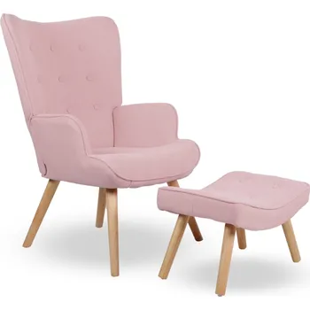 Křeslo Cordu křeslo ušák + taburet přírodní/růžové