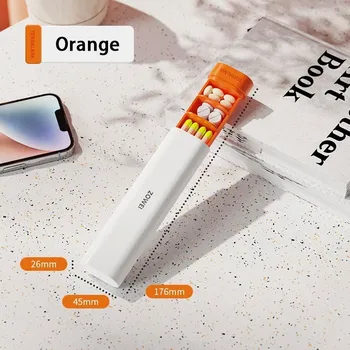 Dávkovač léků Praktický dávkovač léků 7 přihrádek | box na prášky - pomerančový