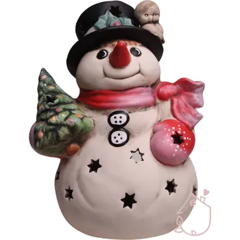 Vánoční dekorace sněhulák keramický Daliborek lampa 32 cm 25 cm