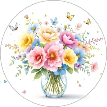 Jedlá dekorace na dort Obrázek Jedlý papír na dort Kytice s motýlky